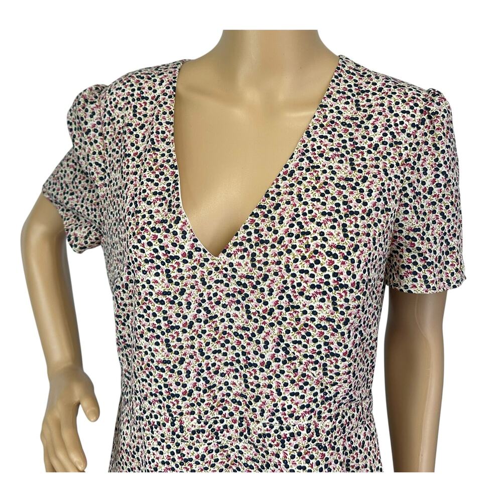 J. Crew Mercantile Wrap Front Mini Dress Floral J6370 Size 10 - Picture 6 of 11